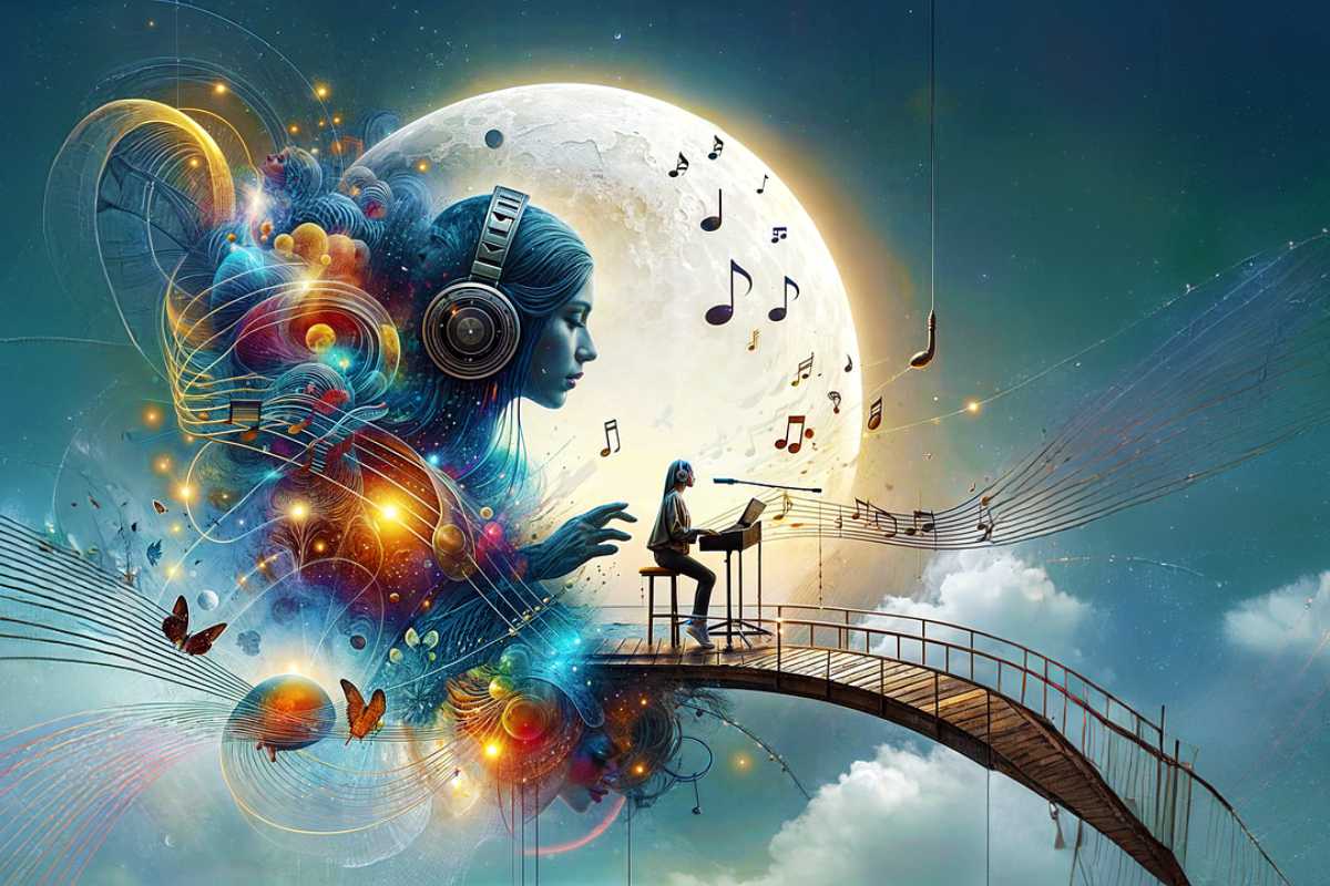 KI-generiertes Bild einer Klavierspielerin