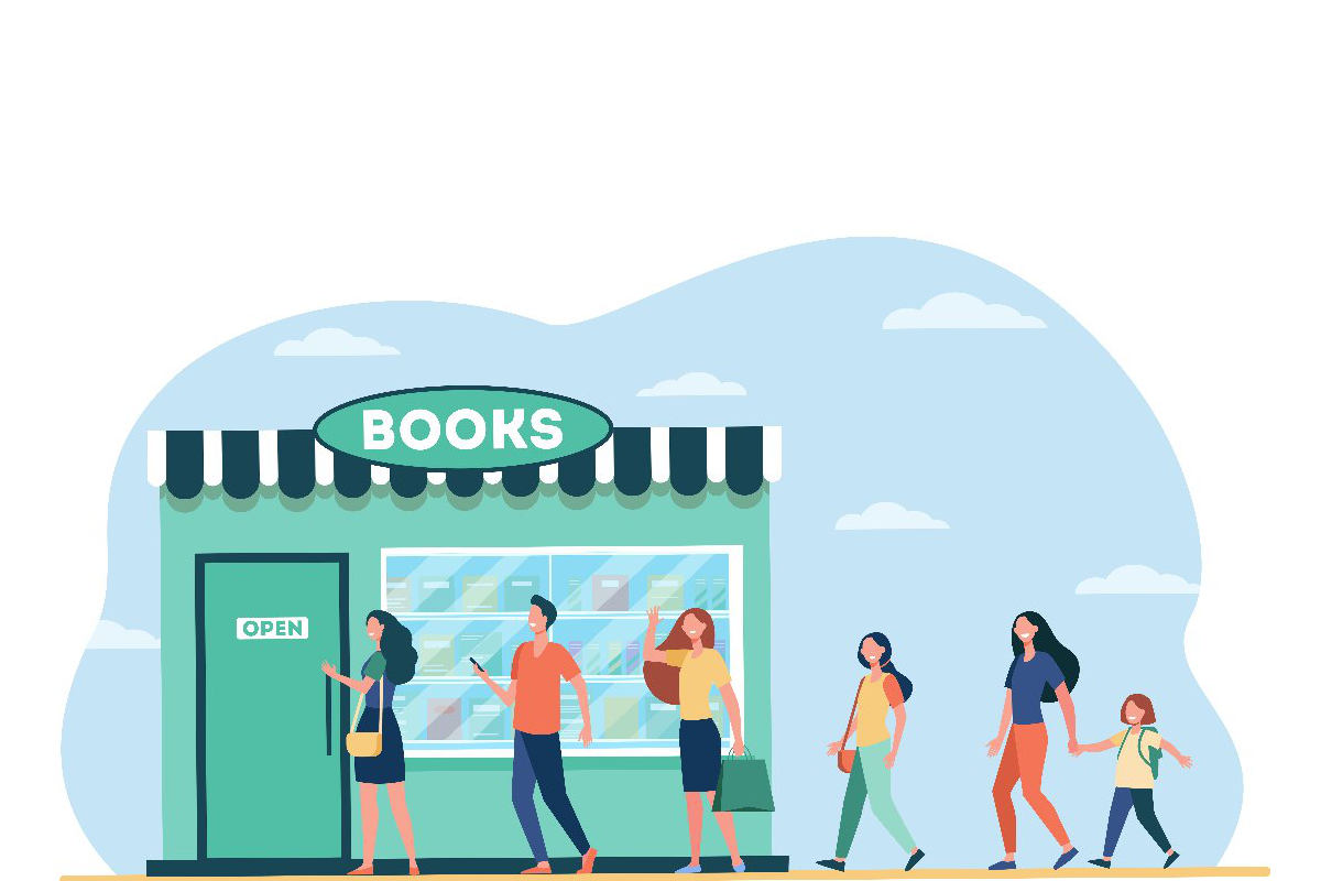 Menschen besuchen einen Buchevent